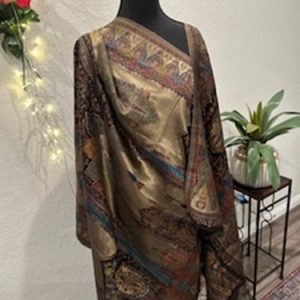 Moonlight Kani Pashmina – Red, Blue and Golden