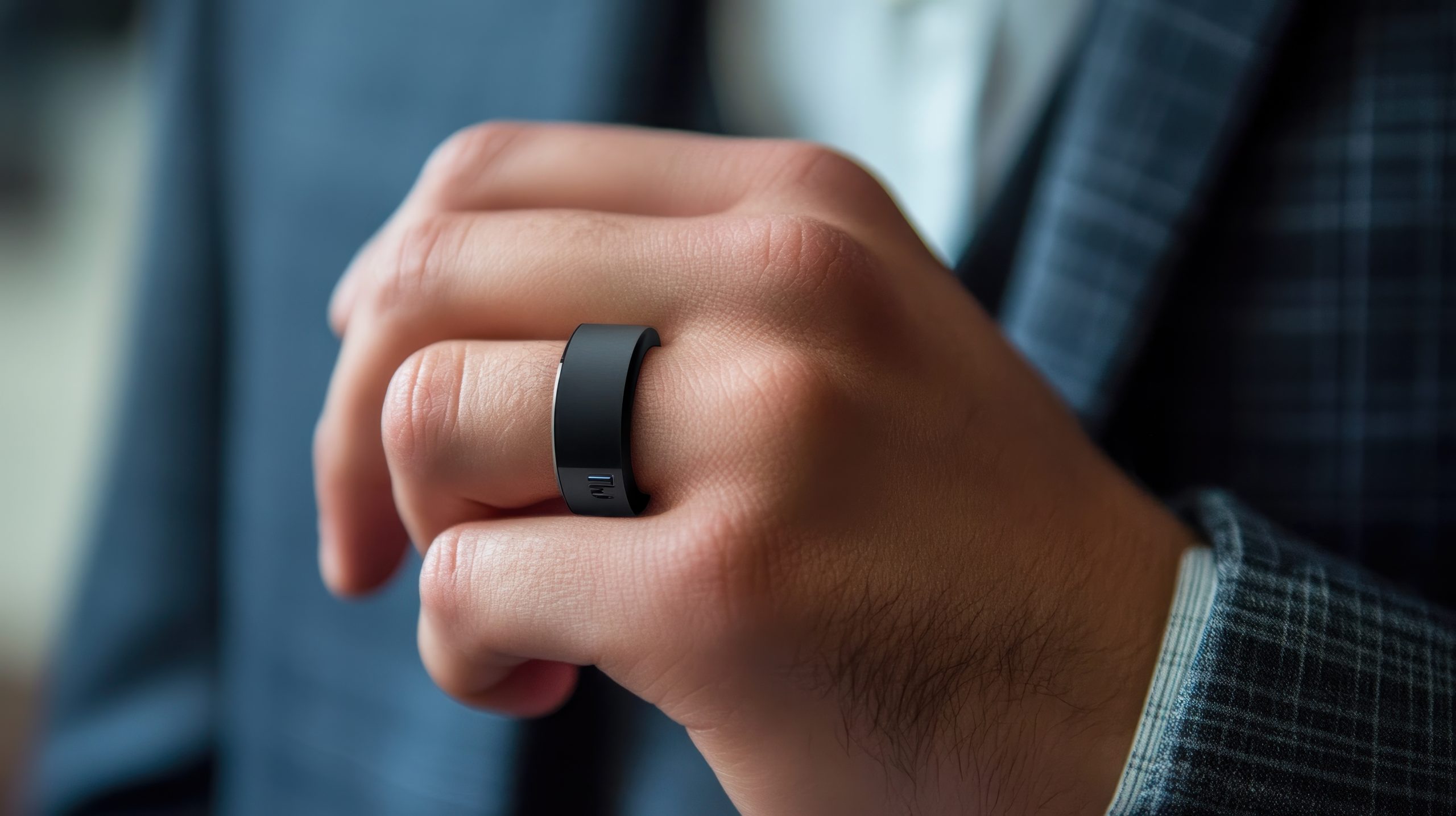Close-up of a Black Smart Ring